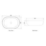 BRONTE OVAL 500X350X130 MATTE BLACK BASIN OT5036MW BRONTE OVAL 500X350X130 MATTE BLACK BASIN OT5036MW