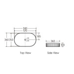 KENSINGTON FLUTED 580X360 OVAL BASIN -OT5836MWCAR