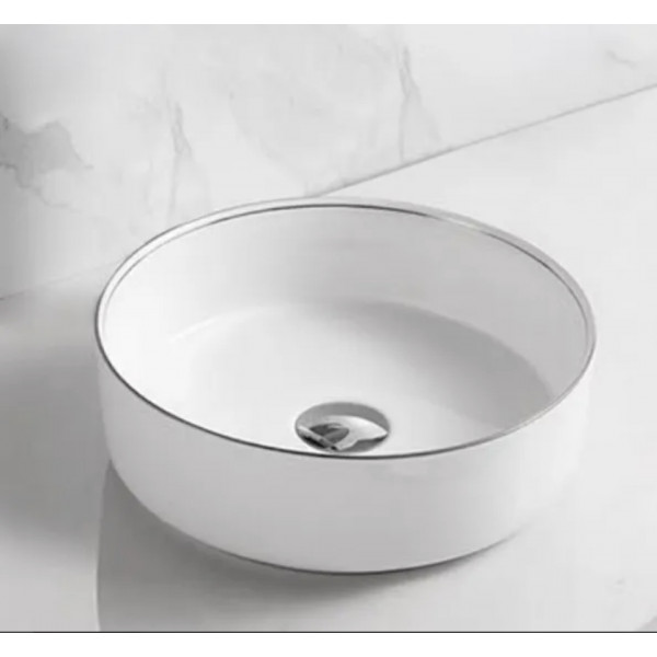 Radius Ultra Slim Round Basin with Silver Metal Rim
