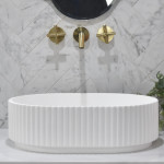 CA4834 Solid Surface Stone Fluted Above Counter Basin 