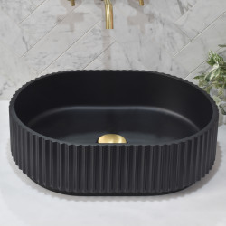 CA4834MB Groove Solid Surface Stone Above Counter Fluted Basin