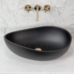 CW6037MB Solid Surface Stone Wave Oval Above Counter Basin 