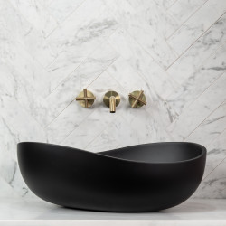 CW6037MB Solid Surface Stone Wave Oval Above Counter Basin 