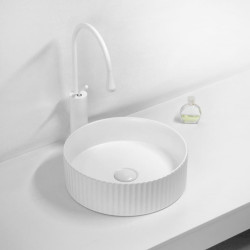 BEL3636 Gloss white fluted basin 360*360*115