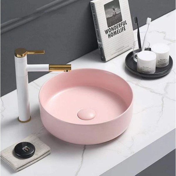 PA3535MP Matte pink fine ceramic basin 346*346*114mm