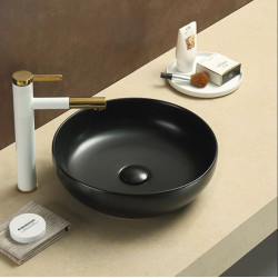 PA37378MB Matte black ceramic basin 370*370*110