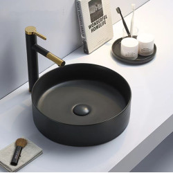 PA3911MB Ultra slim matte black ceramic basin 394*394*115
