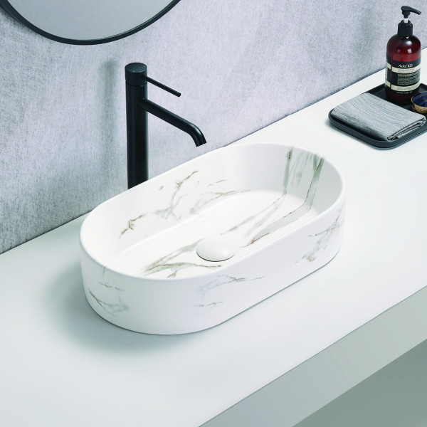 PA5230CRA White Carrara Ceramic basin 525*300*115