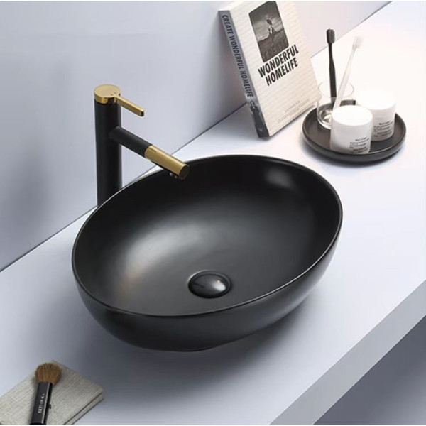 PA5239MB Matte Black ceramic basin 520*395*130 PA5239MB Matte Black ceramic basin 520*395*130