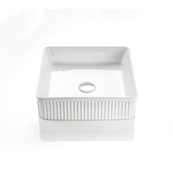 CA415SQ Gloss white fluted basin 360*360*115