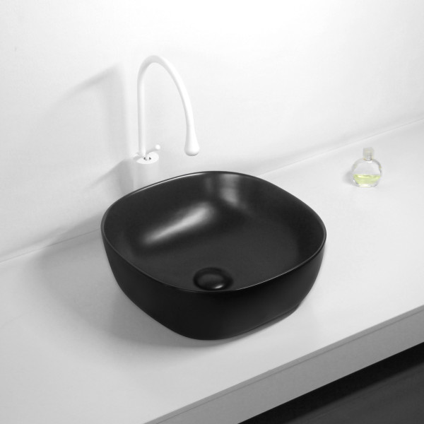 PA37375MB Matte black square basin 370*370*120