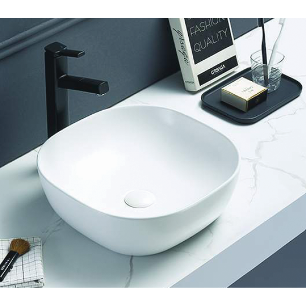 PA37375MW Matte white square basin 370*370*120