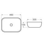 PA4632MB Matte black Ultra slim ceramic basin 460*320*135