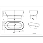 Back To Wall Free Standing Acrylic Overflow Bathtub 1500 &1700 LK-EB 