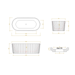 Agena Fluted Acrylic Free-Standing Bath with Overflow LK-FA1500-OF Agena Fluted Acrylic Free-Standing Bath with Overflow LK-FA1500-OF