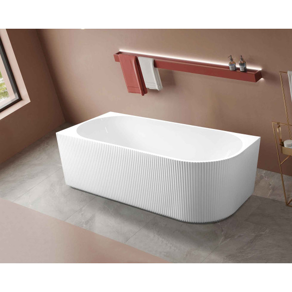 Rose 1700mm V-Groove Left-Hand Corner Matt White Bathtub