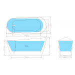 High-back Freestanding bathtub 1715mm- HBT1715-NF