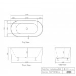 NOOSA FLUTED FACING FREESTANDING BATH 1500mm  Gloss White