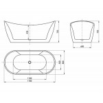 Viva Highback Bathtub 1500, 1700mm