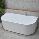 Brighton Fluted Back to Wall 1500-1700mm Matte White Bath SB783-1500MW