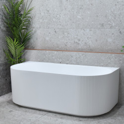 Brighton Fluted Back to Wall 1500-1700mm Gloss White Bath BGV1500GW