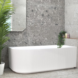 Brighton Fluted Back to Wall 1500-1700mm Gloss White Corner Bath SB784-L-1500GW
