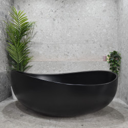 Wave Oval Freestanding 1800mm Black Bath SB821-1800MB
