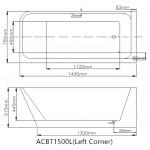ACBT1500   KDK Back to Wall Corner Bathtub- 1500mm & 1700mm