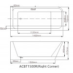 KDK Back to Wall Corner Bathtub- ACBT1500  1500mm & 1700mm