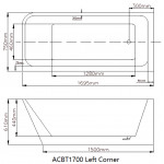 ACBT1500   KDK Back to Wall Corner Bathtub- 1500mm & 1700mm