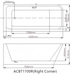 KDK Back to Wall Corner Bathtub- ACBT1500  1500mm & 1700mm