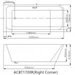 ACBT1500   KDK Back to Wall Corner Bathtub- 1500mm & 1700mm