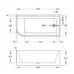 KDK Back to Wall Corner Bathtub- CBT1700R-500  / CBT1700R-580  1500mm & 1700mm