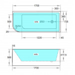 KDK Back to Wall Corner Bathtub- CBT1700R-500  / CBT1700R-580  1500mm & 1700mm