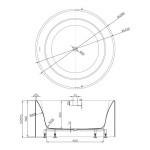 Groove round bathtub 1280mm