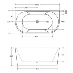 KDK Back to Wall Bathtub- ELBT1400 1400mm-1700mm