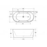 ELBT1400MW  KDK Matte White Back to wall bathtub