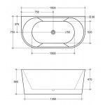 ELBT1400   KDK Back to Wall Bathtub- 1400mm-1700mm