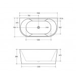 ELBT1400MW  KDK Matte White Back to wall bathtub