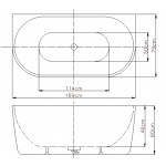 ELBT1400   KDK Back to Wall Bathtub- 1400mm-1700mm
