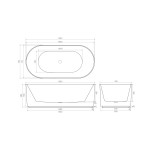 Fluted matte black bathtub 1500mm AGV1500MB