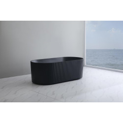Fluted matte black bathtub 1500mm AGV1500MB