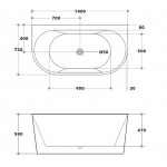 MBBT-10-1400  Elivia Back to Wall Bathtub