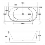 MBBT-10-1400  Elivia Back to Wall Bathtub