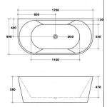 MBBT-10-1400  Elivia Back to Wall Bathtub