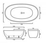MBBT-5-1500 Matte Black & Matte White Bathtub