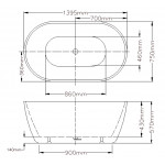 OVBT1530 KDK Oval Free Standing Bathtub 1400-1700mm