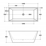 QBT1400  KDK Qubist Free Standing Bathtub- (1200mm-1700mm) 