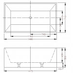 THBT1000  KDK Multifit Back to Wall Bathtub-(1000-1700mm)