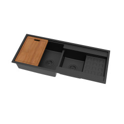 LK-GDKS1160  Granite Matte Black Work Station Sink 1160*500*225mm